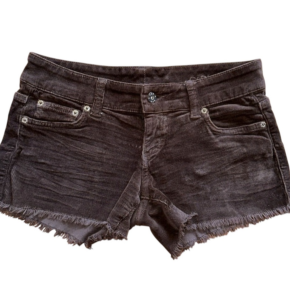LF CARMAR Brown Corduroy Fringe Shorts